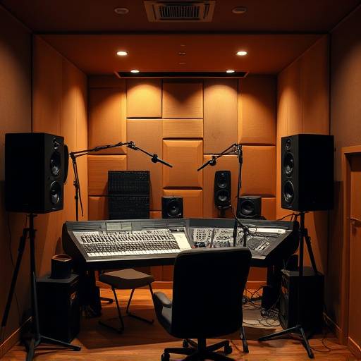 Interno dello studio di registrazione OndaSonora a Roma con console di mixaggio e microfoni